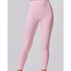 Carbon 38 Light Pink Ribbed Leggings 7/8 High Waist Womens XS